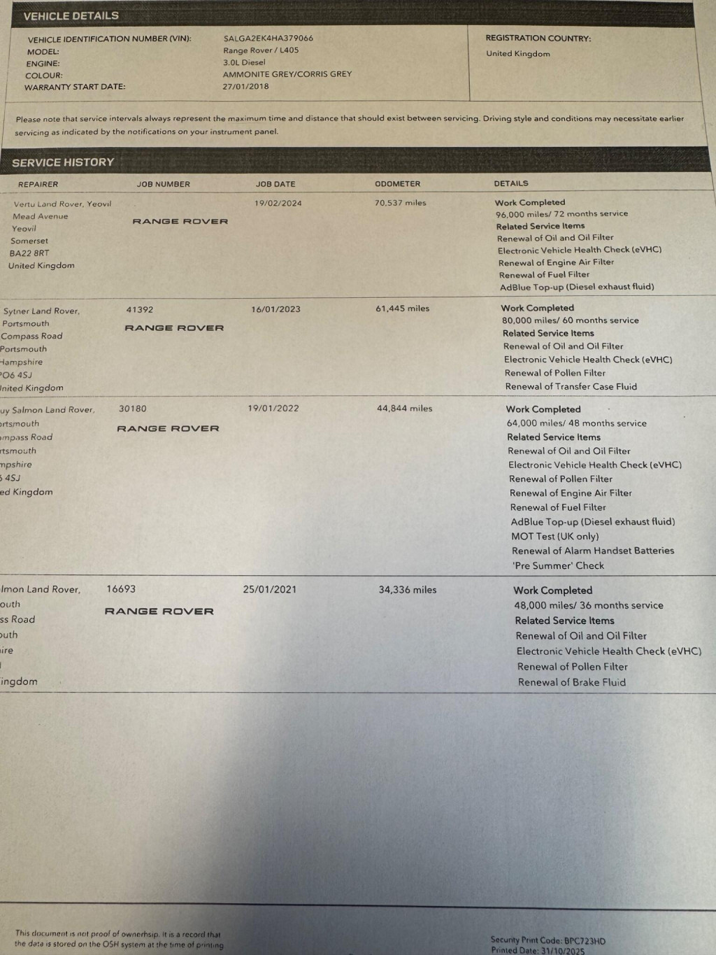 LAND ROVER RANGE ROVER